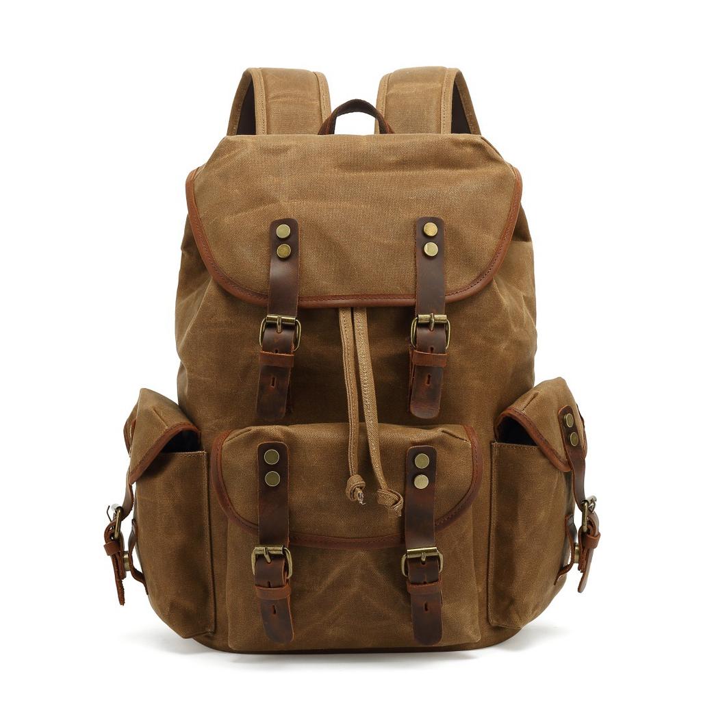 Рюкзак Мужские и женские рюкзаки Спортивная дорожная сумка для отдыха на открытом воздухе Водонепроницаемая дорожная сумка для компьютера из вощеного холста