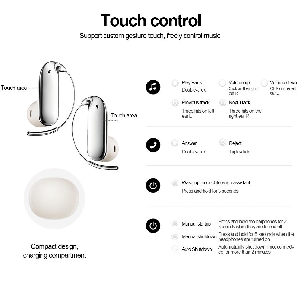 Беспроводные Bluetooth 6.0 наушники с ушным крючком, водонепроницаемые спортивные наушники Hi-Fi стерео с шумоподавлением, гарнитуры для телефона