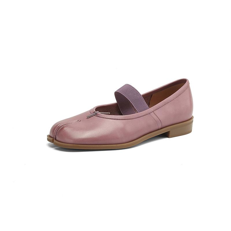 Fashion New Spring/summer Genuine Leather Mary Jane Shoes for Women Fashion Split Toe Shoes Low Heels Women Pumps Flat Shoes Purple
