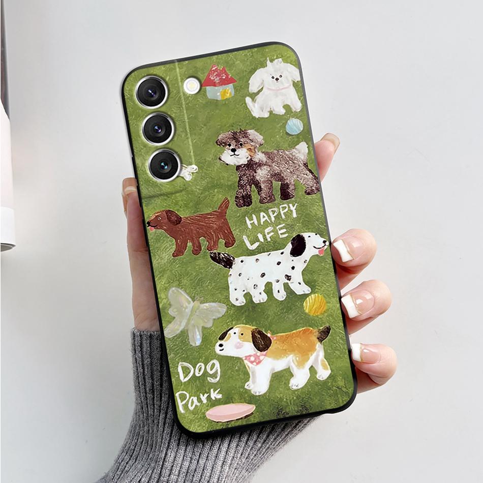 For Samsung Galaxy S22 S 22 Plus S22 Ultra S22+ Case Soft Slim Cute Bear Cartoon Frog Candy Painted Back Cover Funda Bumper Bags