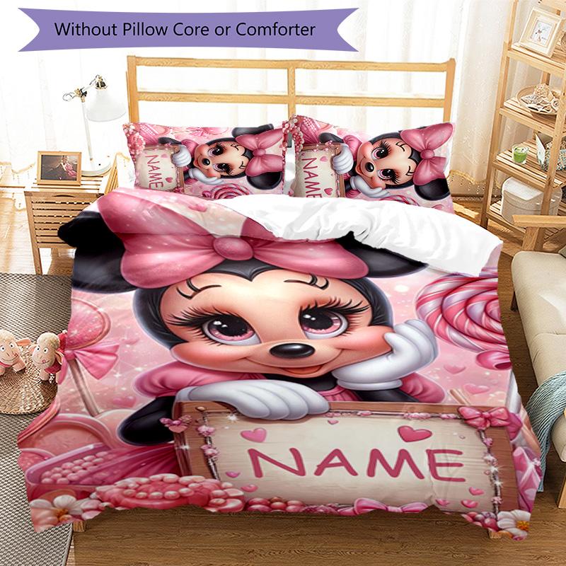 3pcs Minnie5 Cover Set - Personalized Name, HD Printed Bedding with 1 Cover and 2 Pillowcases - Perfect for Home Decor, Easy Care
