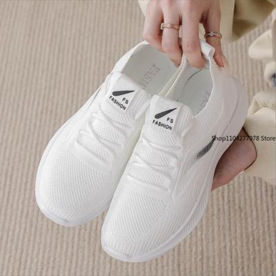 Модная весенняя белая повседневная обувь дышащая нескользящая обувь для ходьбы женская обувь для улицы 2025 удобная модная кроссовка на шнуровке