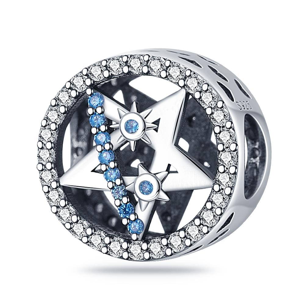 Подвески Plata Of Ley Серебряная пластина Розовое сердце ЛЮБОВЬ Цирконовые бусины Подсолнух Клевер Подвески Подвеска Fit Diy Браслеты DIY Ювелирные изделия