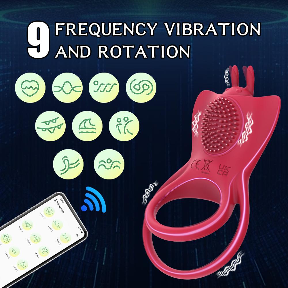 APP Vibration Buttfly Ring Men Penis Ring Wireless Control Cellicle Massage Penis Stimulation Dick Ring Sex Toys Semen Lock Ring Dick Ring