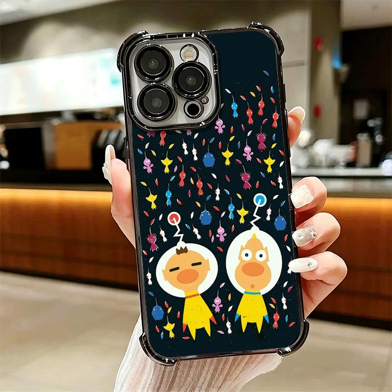 P-Pikmins Cute Game Soft Phone Case For iPhone 15 16 17 Air 14 Pro Max 16E Plus 13 12 Mini Plating Anti-Fall Fundas