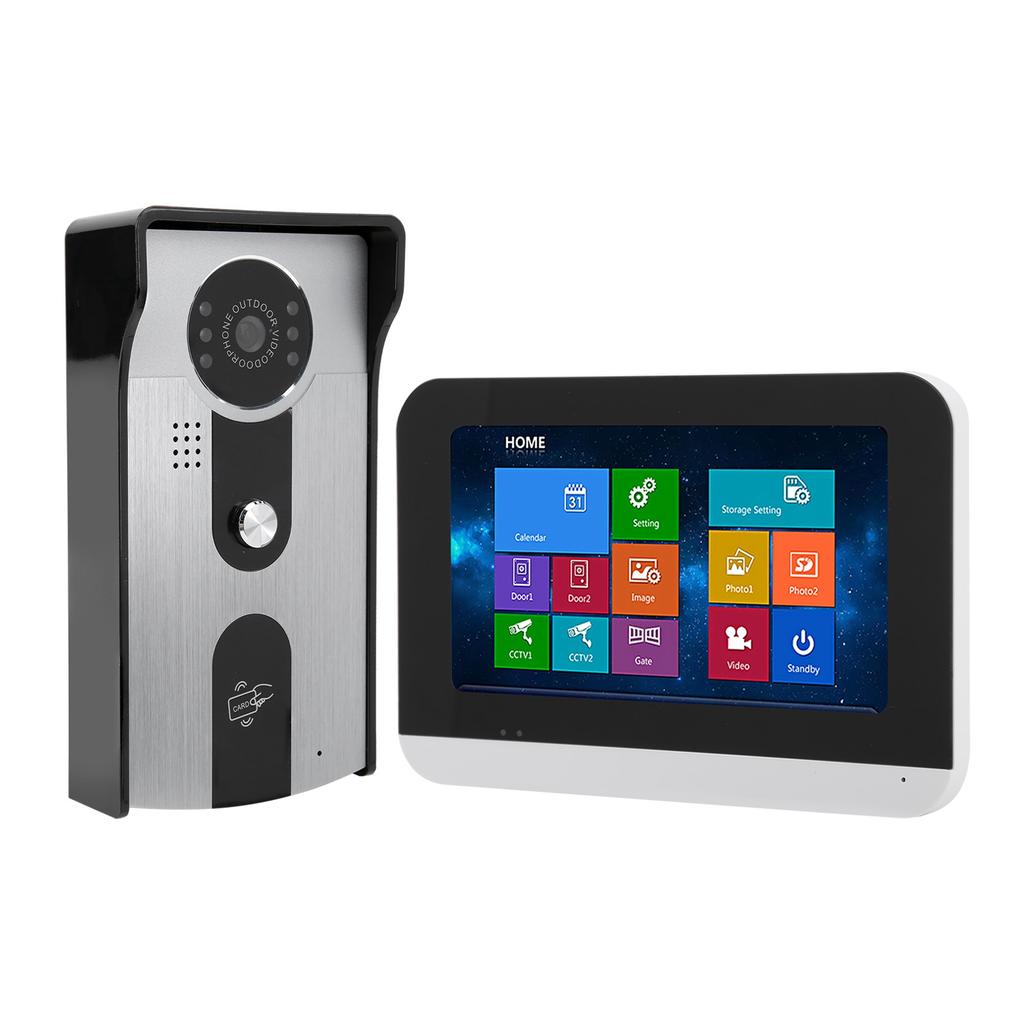 7-дюймовый смарт-видеодомофон с ЖК-дисплеем и сенсорным экраном, разблокировка и система контроля доступа ночного видения для