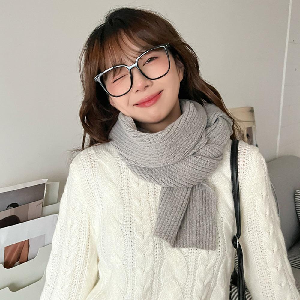 Keep Warm Knitted Scarves Long Wool Shawl Elegant Solid Color Scarf  Clothing Accessories