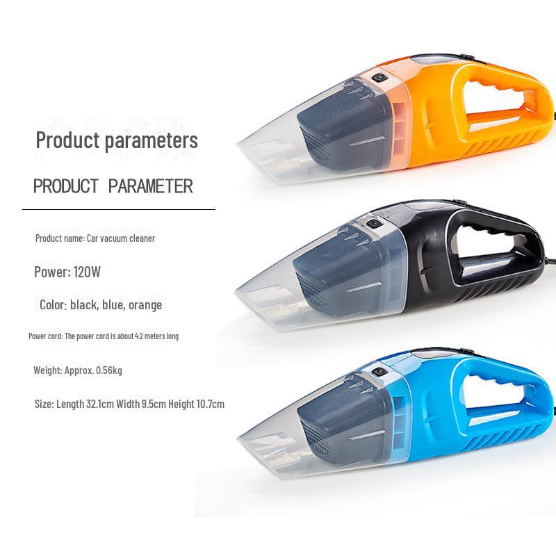 Автомобильный пылесос высокой мощности 120 Вт: Ручной пылесос двойного назначения для влажной и сухой уборки с мощным всасыванием