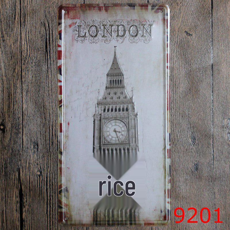 Европейская и американская тематика Жестяная табличка Номерной знак - Винтажный декор для ресторанов и кафе