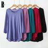 Women's V-Neck Plus Size Loose-Fit Modal T-Shirt - Nine-Sleeve Casual Summer Top