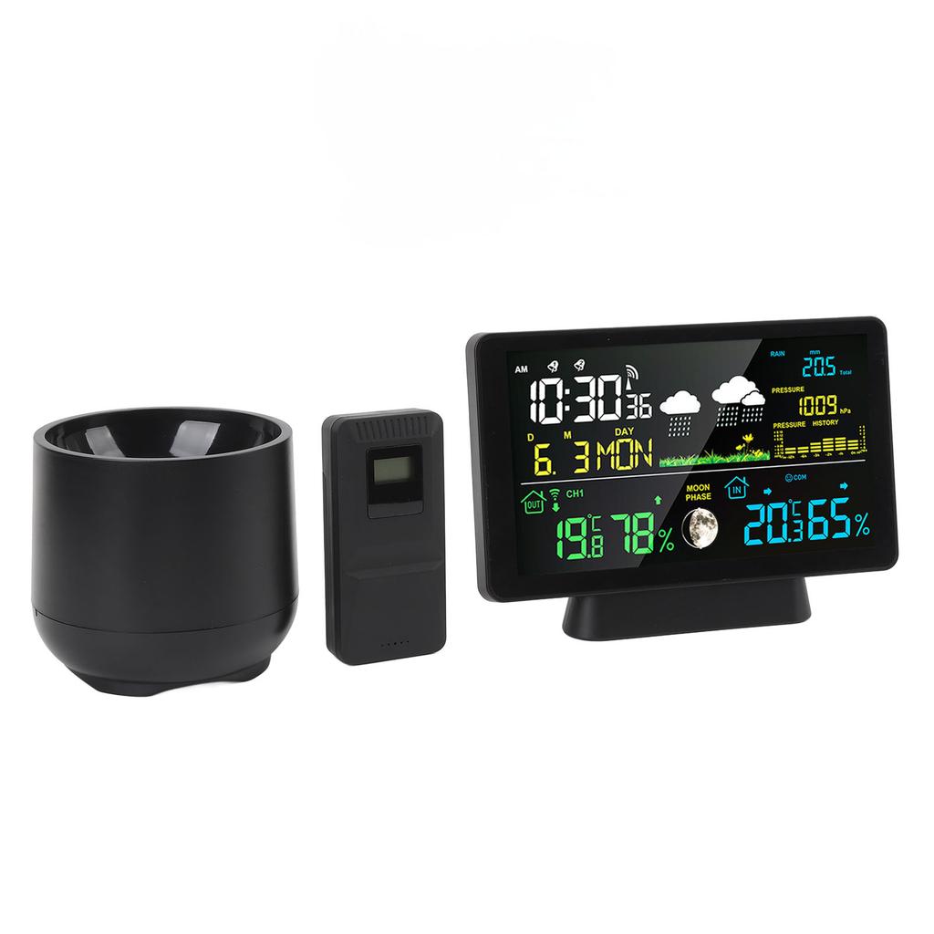 Digital Weather Clock Home Wireless Indoor Outdoor Temperature Alarm Clock 7.5in Color Display