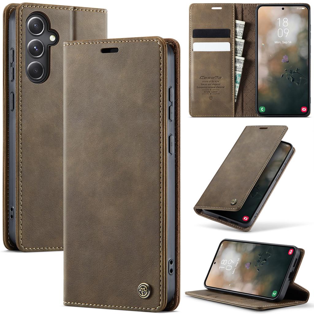 Кожаный чехол-книжка с карманом для карт для Samsung Galaxy S25 S24 S23 S22 S21 S20 S10 A55 A56 A54 A53 Магнитная подставка Противоударная задняя крышка