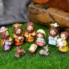 Resin Nativity Manger Ornament Cartoon Manger Group Nativity Figurine Christmas Decoration
