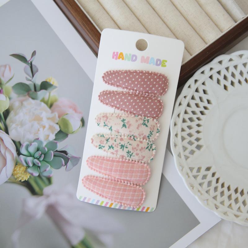 6 шт./набор Милый цветочный хлопковый набор заколок для волос Клетчатые тканевые банты для девочек, младенцев, детей Аксессуары для волос Завершающие челку Детские головные уборы