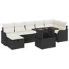 8-Piece Garden Sofa Set with Black Cushions Poly Rattan, 2-Seater Garden Sofa with Black Cushions Poly 3359724