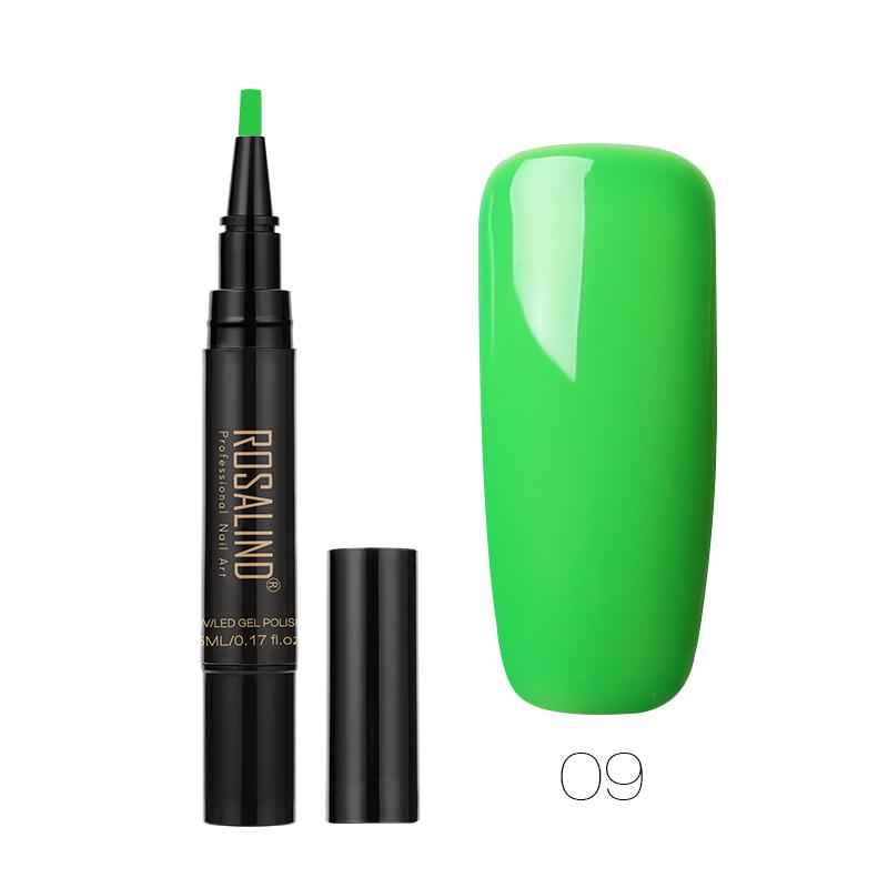 ROSALIND 5ML Stylish Nail Gel Pen Semi Permanent Varnishes Pen For Nail Art Design Base Top Coat Need LED/UV Lamp Cure