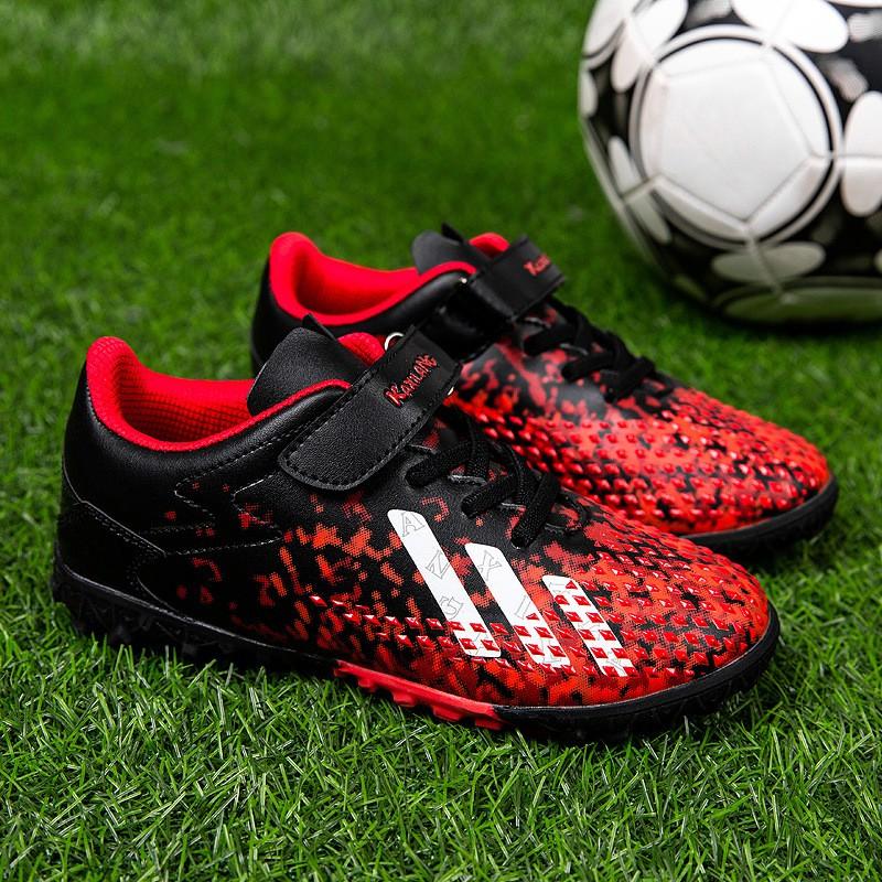 Youth Soccer Cleats Kids Boys Girls Low-Cut TF Rubber Sole Non-Slip Training Shoes With Hook-and-Loop