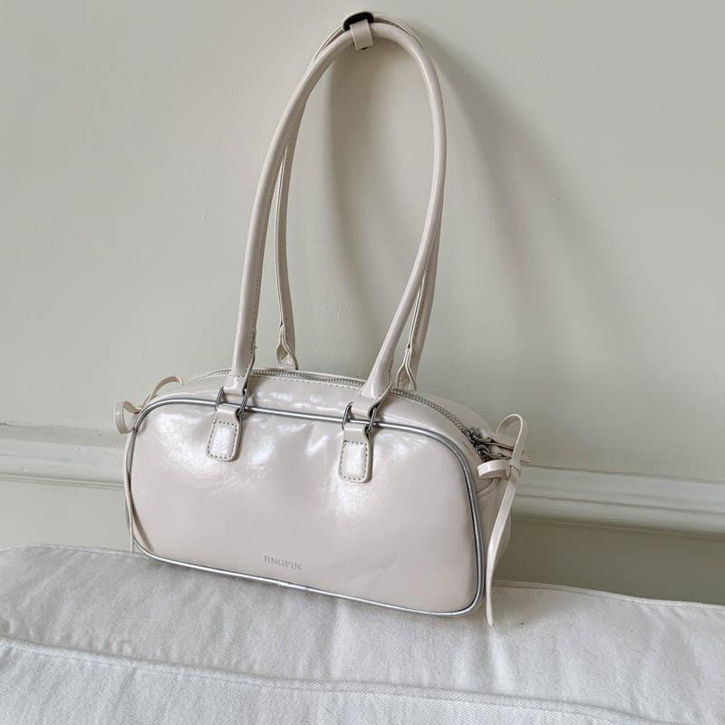 2025 new niche ballet style bow underarm baguette bag women's foreign style simple commuter portable shoulder bag