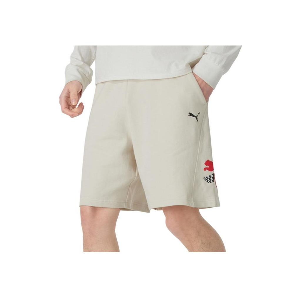 Puma Логотип серии Sports Lifestyle Модные универсальные дышащие повседневные шорты Мужские шорты Белоснежные 633079-87