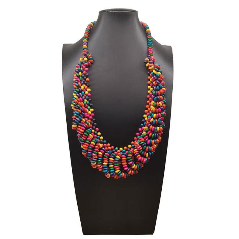Creative Colored Wooden Bead Woven Necklace Neck Accessories For Men And Women