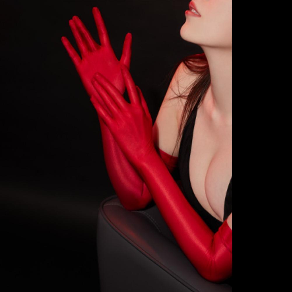 Высокоэластичные перчатки масляные блестящие глянцевые сексуальные тонкие прозрачные