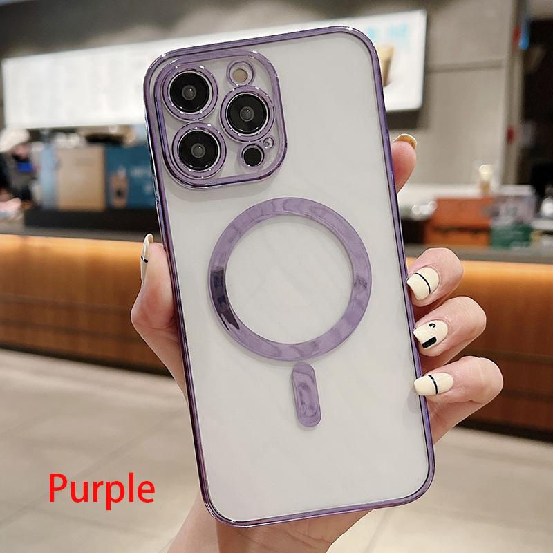 Luxury Plating Clear Magnetic For Magsafe Wireless Charge Case For iPhone 11 13 12 14 Pro XS Max X XR 8 Plus Soft Silicone Cover