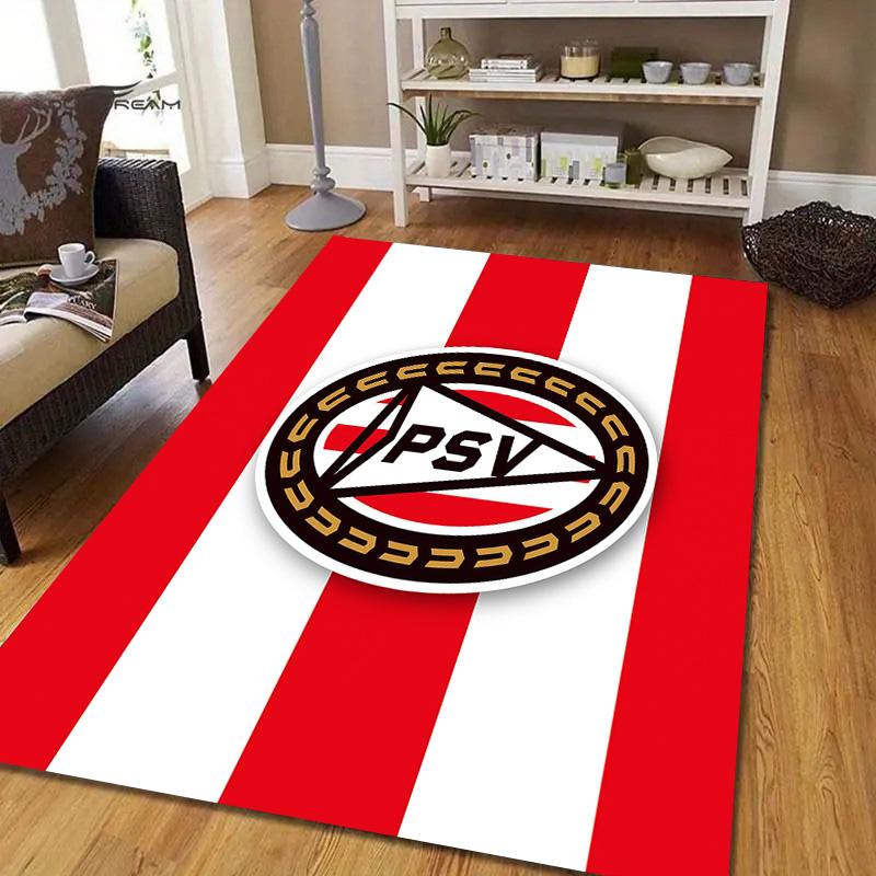 PSV Eindhoven Flannel Pattern Square Carpet,Area Rug,Carpet Rug for Living Room Bedroom Sofa Playroom Decor,Non-slip Floor Mat