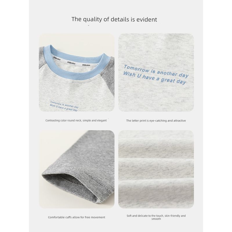 Insbobo Boys' Long-Sleeved T-Shirt Spring Boys' Raglan Sleeve 2026 New Baby Base Shirt Children's Spring and Autumn Clothing