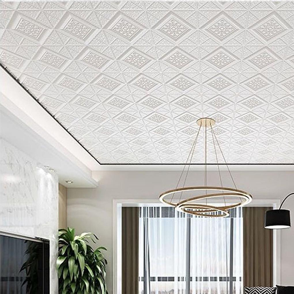 10 штук Самоклеящиеся потолочные плитки Водонепроницаемая пенопластовая панель для DIY домашнего декора 3D пенопластовая наклейка на стену