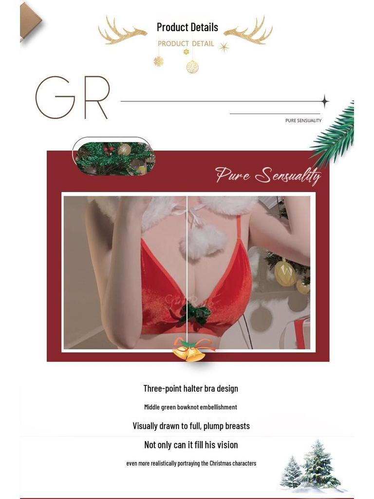 Бархатный рождественский плащ и юбка с плюшевым бюстгальтером 2769