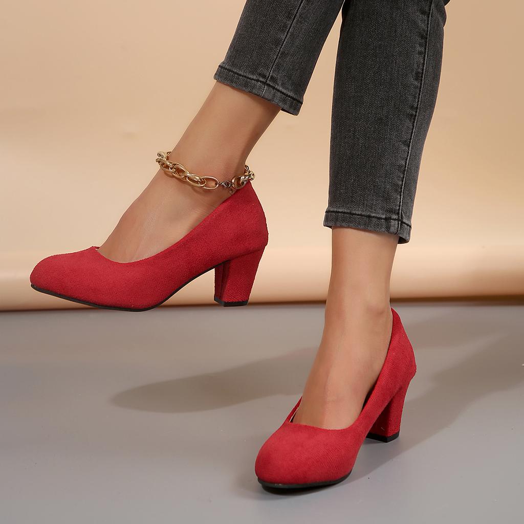 Spring and Autumn New Pointed Comfortable Banquet High Heels Women's Fashion Elegant Coarse Heels Casual Walking Single Shoes