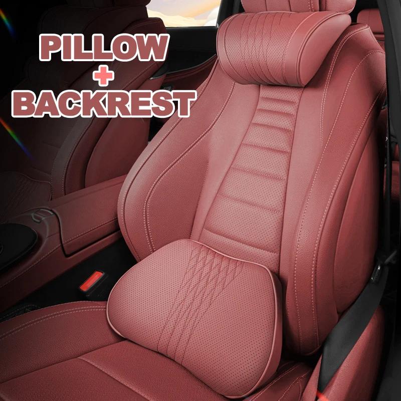 Xiaomi Universal Car Headrest Lumbar Pillow Nappa Leather Memory Foam Backrest Soft Breathable Neck Support Car Interior Accessories
