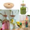 Straw Lid With Glass Hole Beer Bottle Canning Caps 70/86mm Sealing Cover Bamboo Wood Lids