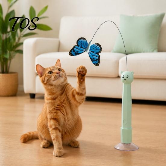 Interactive Wand for Cats Electric Butterfly Cat Wand, Rechargeable Toy, 360 Spinning Self-Play Portable Pet Entertainment Products with 2 Modes,