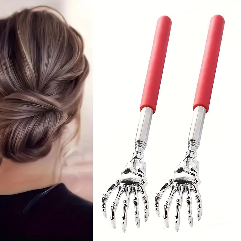 1 шт. Раздвижная чесалка для спины, портативная телескопическая чесалка для спины из нержавеющей стали с резиновой ручкой для подарков на День благодарения, день рождения, Рождество