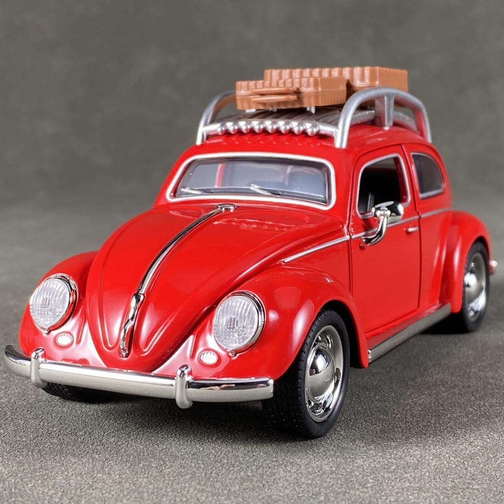 AABLC1 1:32 Volkswagen Beetle Travel version Compact sedan Alloy Metal Diecast Model Car Sound & Light Pull Back Collectibles Hobby Boy