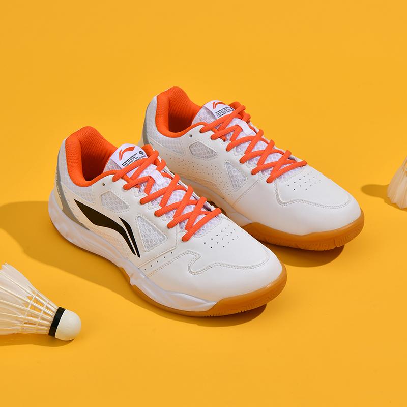 Li Ning Light Feather Abrasion Resistant Low top Badminton Shoes Unisex White Black AYTT023-3