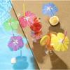 50 Pieces Umbrella Summer Beach Luau Tropical Straws for Drinks Hawaiian Cocktails Umbrella Straws Drinks Party Decorations Supply(Hibiscus)