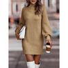 Модное платье-свитер с длинным рукавом и высоким воротом однотонной расцветки для женщин на осень и зиму