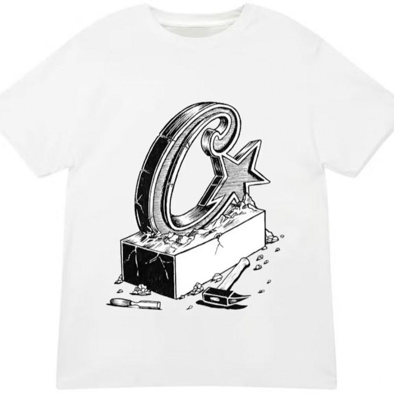 Mens Loose Fit Cotton Graphic Tee Streetwear Print T-Shirt Casual Short Sleeve Round Neck
