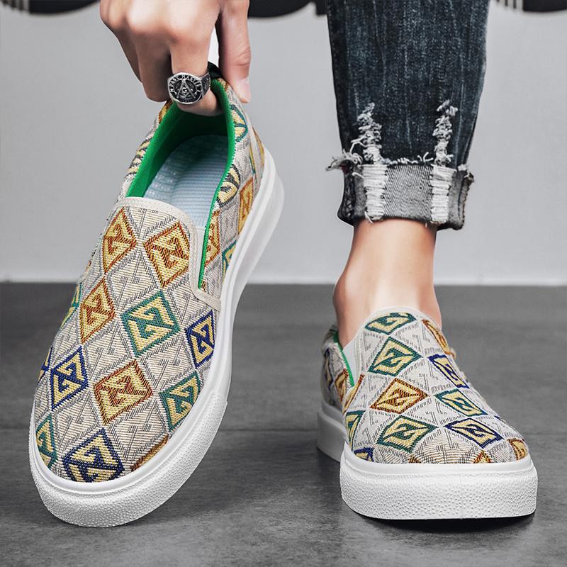 Модные фирменные повседневные лоферы для мужчин с дизайнерским принтом, мужская парусиновая обувь, удобные кроссовки на плоской подошве, роскошная мужская обувь для скейтбординга