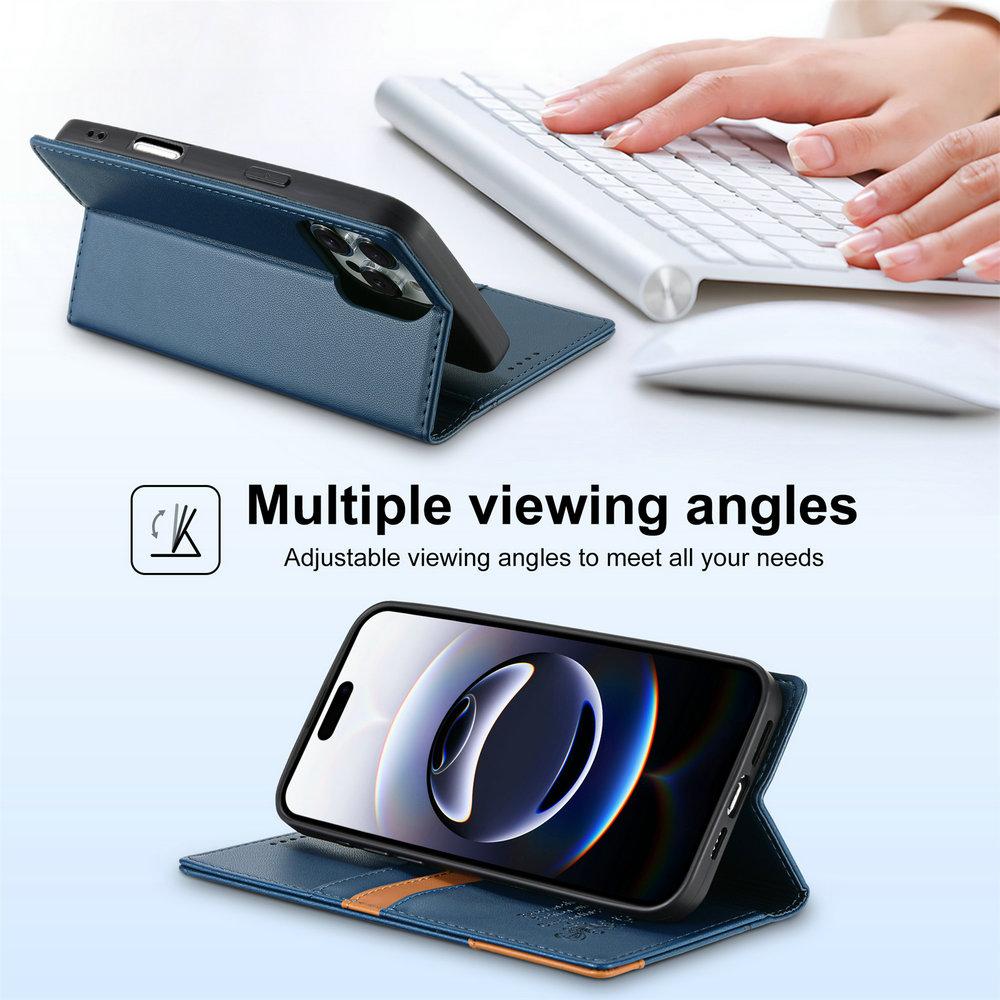 RFID Кожаный кошелек Коке для Apple iPhone 17 Pro Max 17 Air 16e 16 Plus 15 14 13 Mini 12 11 Xs Max Xr X S 7 8 SE Чехол-книжка