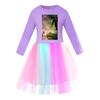 Детское платье для девочек с принтом ведьмы Глинды, сетчатое, радужное, с круглым вырезом, повседневное, хлопковое