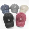 Versatile Peach Heart Embroidery Washed Old Spring And Summer Baseball Hat Women's Thin Couple Soft Top Cap Men's Tide