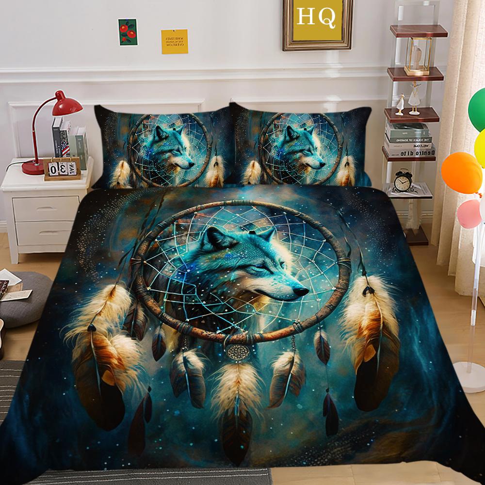 Одеяло с принтом волка, комплект постельного белья из микрофибры королевского размера, чехол для мальчиков-подростков, высококачественный домашний текстиль