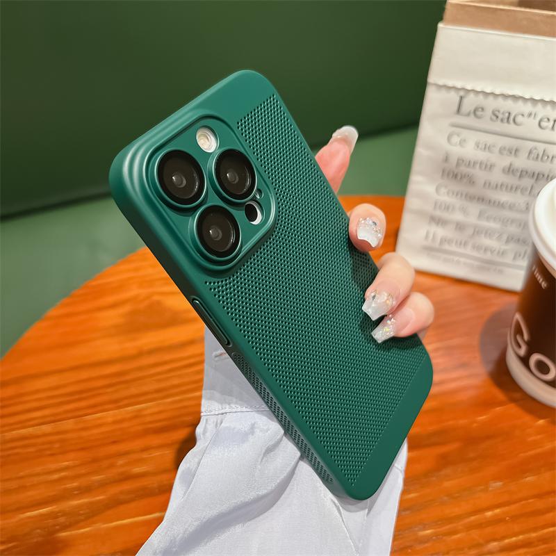 Ультратонкий жесткий чехол для рассеивания тепла для iPhone 15 14 12 11 13 Pro Max XR XS Max 7 8 Plus, защита линз, дышащая сетчатая крышка