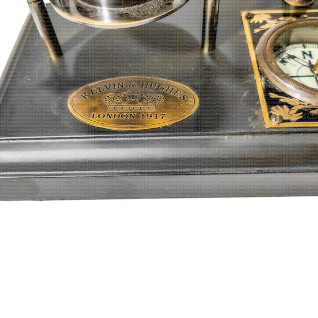 Персонализируемая подставка для ручек на стол с песочными часами и компасом, органайзер для офисного стола ручной работы, рождественский декор (8,66 дюймов)