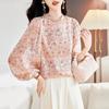 Женская летняя блузка из шелка с принтом и рукавом три четверти, новая модная блузка из тутового шелка