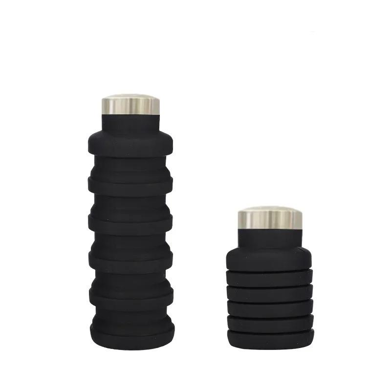 Collapsible Silicone Water Bottle, Leakproof Portable Sports Bottle for Travel & Hiking