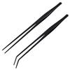 YJRUNFU Long Tweezers, Set of 2, 27cm Stainless Steel Tweezers for Reptiles, Aquatic Plants, and Aquarium Cleaning, Straight & Curved, Practical, Mult